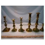 6pc Vintage Brass Candlesticks