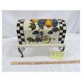 Hand Painted Wood Keeper Chest On Metal Legs
