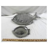 2pc Heavy Aluminum Detailed Fish Serving Platters