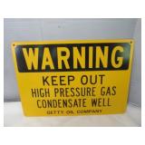 Getty Oil Co Enamel Metal Gas Condensate Well Sign