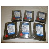 6pc Western Digital SATA Internal Hard Drives NOS