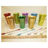 Mid Century Anodized Aluminum Tumblers & Spoons