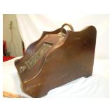 Vintage European Wood & Copper Coal Scuttle