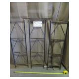 3pc Mid Century Steel & Brass Shelf Uprights