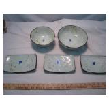 5pc Set Sousaki Japan Sushi Plates & Rice Bowls