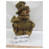 Composite Wood Look Holiday Snow Man Patio Figure