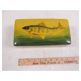 Hand Painted Ceramic Fish Trinket Box - 8" Long