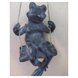 Frog on a Swing Composite 10" Patio Hanger