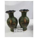 Pair of 15" Fleur de Lis Decorator Vases
