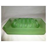 Green Satin Depression Glass Flowerlite Set