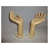 Pair of Ceramic Hand Jewelry Display Stands
