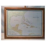 Vintage Metal Magnetic Hurricane Tracking Map