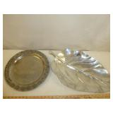 2pc Large Aluminum & Pewter Serving Platters