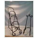 2pc - Cast Iron Easel & Folding 4 Tier Rack