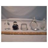 Solid Art Glass Penguins & Bird Paperweight Figure