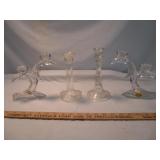 4pc Crystal & Glass Candle Holders