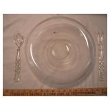3pc Glass Salad Set Console Bowl & Glass Utensils