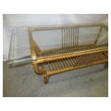 Vintage Bamboo & Bevel Glass Center Table