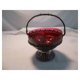 Cranberry Glass & Silver Plate "Bride
