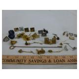 Vintage Watch Chain, Cuff Links, Tie Tacks, Pins