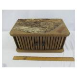 Cow Hide & Wood Accordion Door Keeper Box