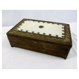 Wood & Cow Hide Brass Accent Western Kepper Box