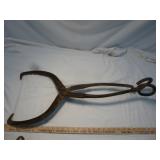 Antique Large Iron Ice / Log Tongs