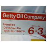 Getty Oil Large Porcelain Metal Well ID Sign - NOS