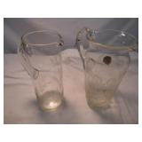 2pc Vintage Etched Glass Water Pitchers