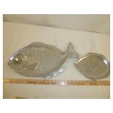 2pc Heavy Aluminum Detailed Fish Serving Platters