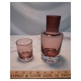 Krosno Poland Cranberry to Clear Glass Water Set