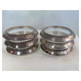 Whiting Sterling Silver & Crystal 6pc Coaster Set