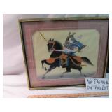 Vintage Japanese Samurai Paper Mosaic on Silk