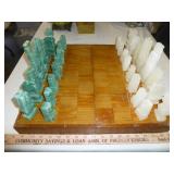 Vintage Mexico Carved Onyx Stone Maya Chess Set