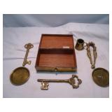 Vintage Brass Collectibles in Brass & Cedar Box
