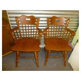 Pair of Maple Barrel Back Arm Chairs Dining Chairs