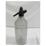 Mid Century Glass & Mesh Large Seltzer Bottle