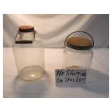 2pc Vintage Large Glass Jars with Lids