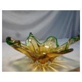 Artist Made Cased Amber Glass Center Bowl