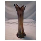 Fenton Amethyst Carnival Glass Fine Rib Swung Vase