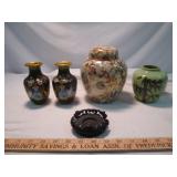 4pc - Maling Ginger Jar & Vintage Porcelain Vases