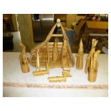 Vintage Native Made Bamboo Nativity Set