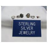 6pc Sterling Silver Rings - Kitty, Mother of Pearl