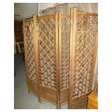 Teak Wood Vintage 6 Panel Folding Screen Divider