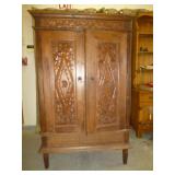 19th Century Carved Wood Cupboard Cabinet
