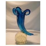 Solid Art Glass Lily Controlled Bubble Base Vase