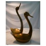 Mid Century Modern Large Brass Swan Pair