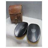Anrtique Ebony Wood & Silver Clothes Brush Set