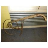 Antique Single Wheel Push Plow / Cultivator