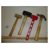 4pc Hammers - 8lb Maul, Rawhide, Framing, Etc